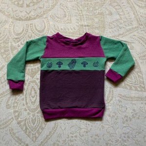 Organic cotton and hemp sweatshirt for children size 5/6 hand made, dyed and printed one of a kind image 1