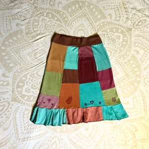 Patchwork skirt with prints , ready to ship size Small-Organic cotton and hemp, hand dyed with low impact dyes Handmade in California image 2