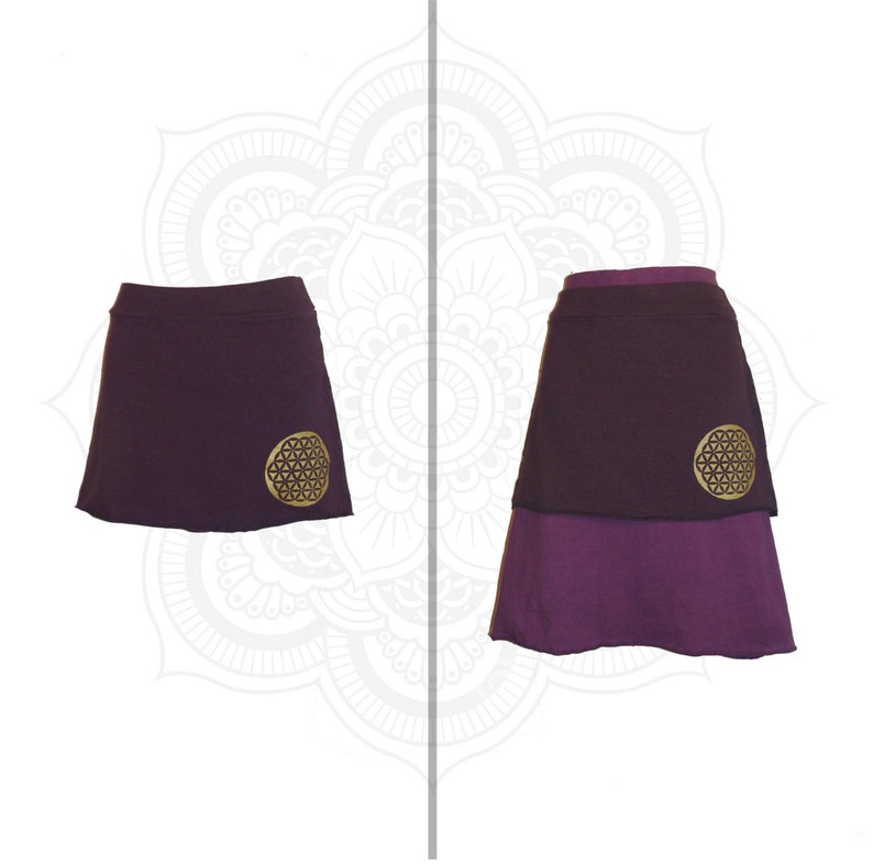 Organic Clothing Organic Skirt Hemp and Organic Cotton Mini Skirt with Flower of Life, Sacred geometry clothing Choose from 15 colors image 1