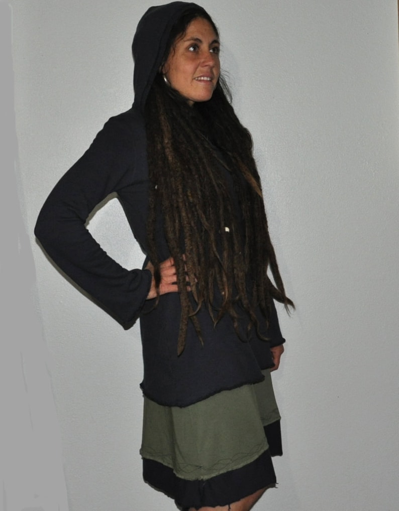 Hemp Hoodie Tunic Handmade from Organic cotton and hemp Terry Cloth and hand dyed just for you image 2