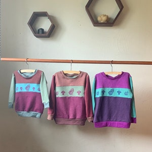 Organic cotton and hemp sweatshirt for children size 5/6 hand made, dyed and printed one of a kind image 2