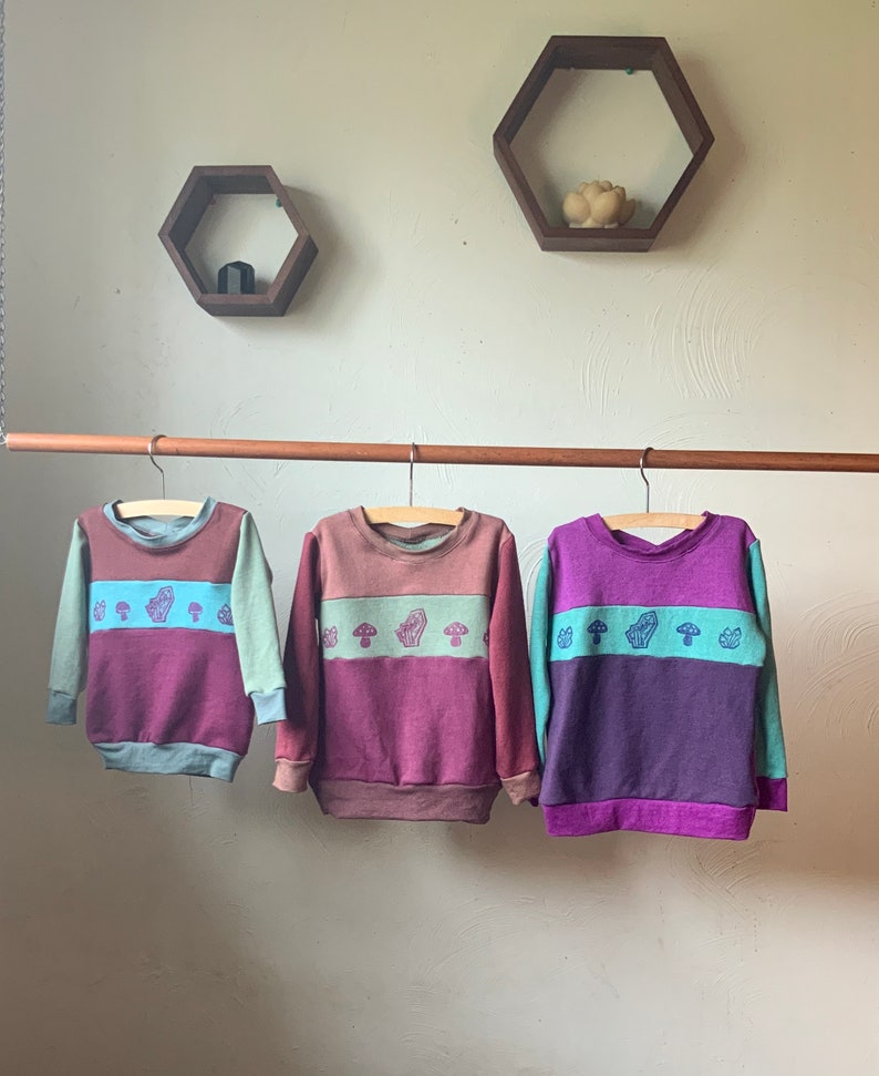Organic cotton and hemp sweatshirt for children size 5/6 hand made, dyed and printed one of a kind image 2