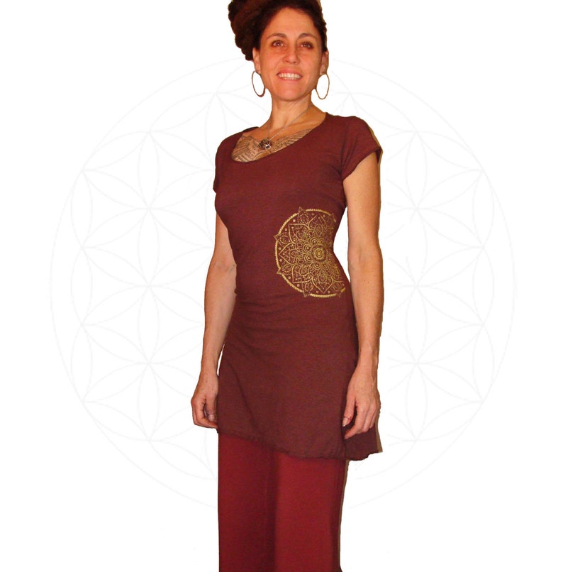 Organic Dresses Organic cotton and Hemp dress with Mandala print Handmade and dyed to order using Organic cotton and Hemp jersey image 2