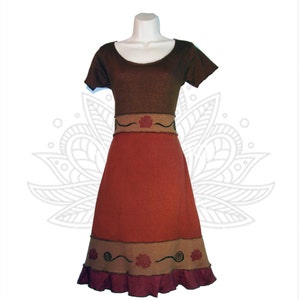 Organic cotton and Hemp Dress - Roses Print - Handmade and dyed - Custom made to order Organic cotton and Hemp jersey