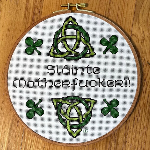 Humorous Irish Cross-Stitch Pattern - Sláinte Motherf*cker!