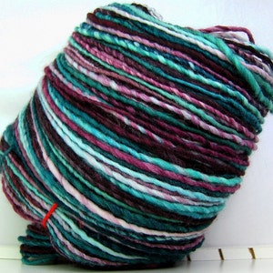 Kitty Singles Blackberry Sea HandDyed HandSpun Single Ply Wool Yarn 190 yards 5 oz dk weight image 3