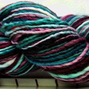 Kitty Singles Blackberry Sea HandDyed HandSpun Single Ply Wool Yarn 190 yards 5 oz dk weight image 4