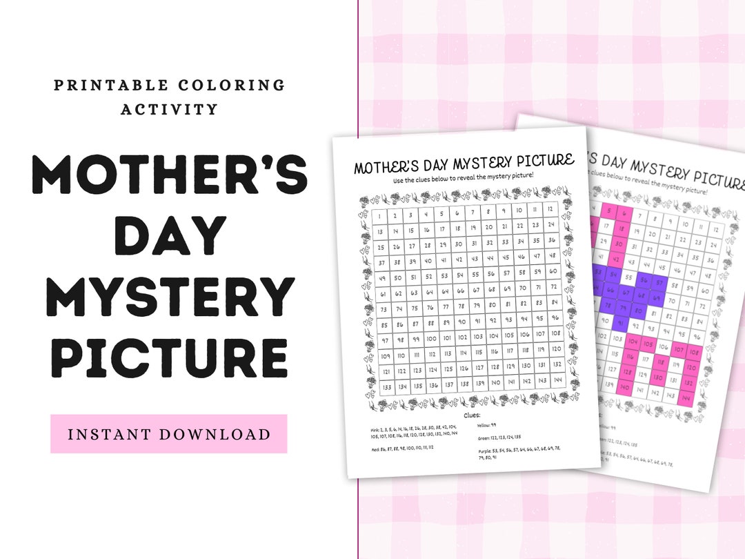 Mother's Day Mystery Picture Printable Coloring Worksheet for Kids - Etsy