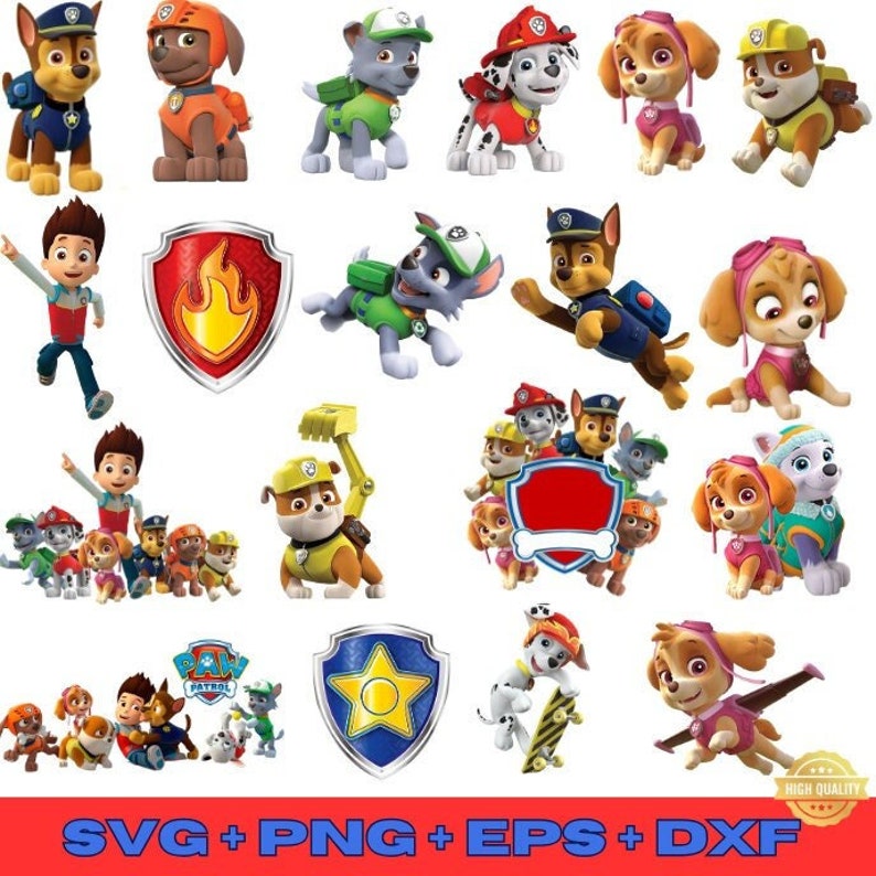 Paw Patrol Svg Paw Patrol Clipart Paw Patrol Png Paw Patrol Cricut Instant Download Paw Patrol Party Paw Patrol Birthday zdjęcie 1