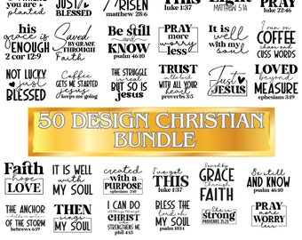Christian Bundle Svg, 50 Design Christian Bundle, Jesus Svg, Bible Verse Svg, God Svg, Cricut Cut Files, Svg files for Cricut, Religious Svg