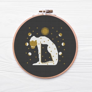 Cross Stitch Pattern Yoga Woman PDF, Boho, DIY, beginner, counting cross, Modern Embroidery, Zen, chakras, meditation, Gift, Easy embroidery