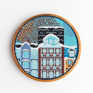 Urban Street, Landscape, Cross Stitch Pattern PDF, Gift, Embroidery Christmas 2