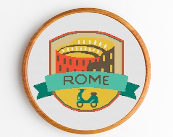 Patrón de punto de cruz de Roma PDF, Viajes, Regalo de bricolaje, Decoración del hogar, costura, arte del bordado