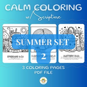 Bible Verses Coloring Pages | Calm Coloring With Scripture | Inspirational Motivational Quotes | Printable PDF | Summer Set 2