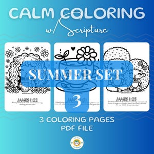 Bible Verses Coloring Pages | Calm Coloring With Scripture | Inspirational Motivational Quotes | Printable PDF | Summer Set 3