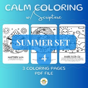 Bible Verses Coloring Pages | Calm Coloring With Scripture | Inspirational Motivational Quotes | Printable PDF | Summer Set 4