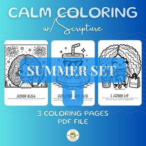 Bible Verses Coloring Pages | Calm Coloring With Scripture | Inspirational Motivational Quotes | Printable PDF | Summer Set 1