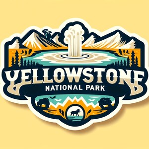 Pegatina del Parque Nacional de Yellowstone, pegatina para portátil, pegatina personalizada para botella de agua, regalo para coleccionistas del parque nacional