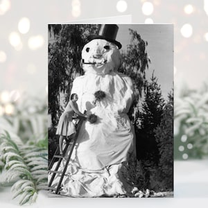 Niedliche Vintage Weihnachtsfoto-Weihnachtskarten, Schneemann, Weihnachtskarten, Grußkarten, frohe Weihnachtskarten, Set von 10 +, schwarze und weiße Weihnachten