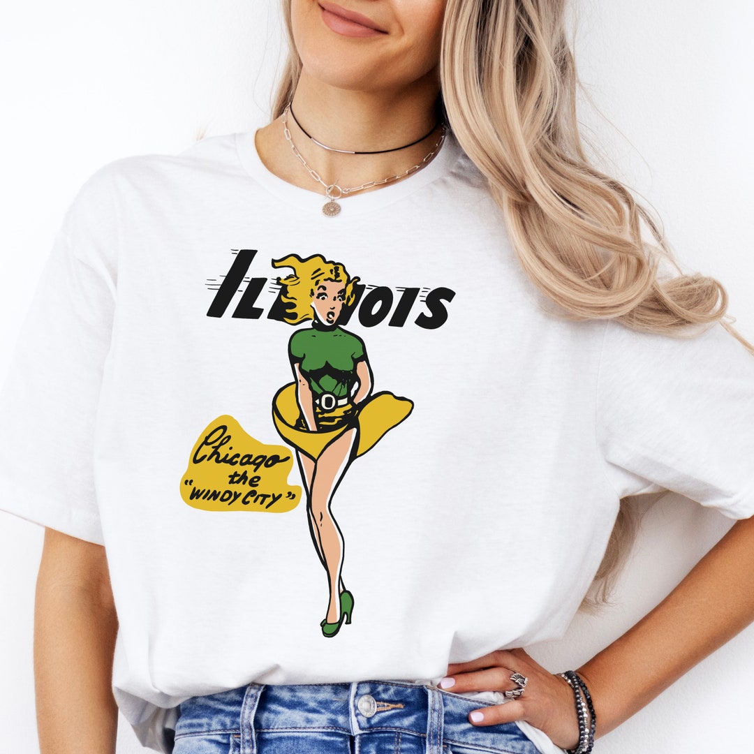 Vintage Chicago Pin up T Shirt, Retro Illinois Graphic Tee, Windy City ...