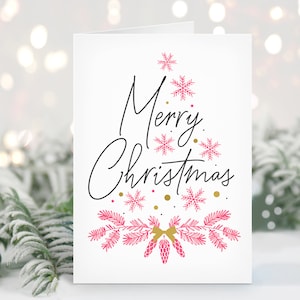 Hermosas Tarjetas De Árbol De Navidad, Tarjetas Navideñas, Tarjetas De Felicitación, Navidad Rosa, Navidad Minimalista, Tarjeta De Navidad En Blanco, Conjuntos De Cajas, Retro