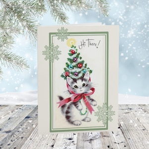 Cartes De Noël De Style Vintage Pour Chats, Cartes De Vœux, Cartes De Vœux, Cartes Vierges, Jeux De Cartes, Amoureux Des Chats, Fantastique, Nostalgique, Acclamations De Noël