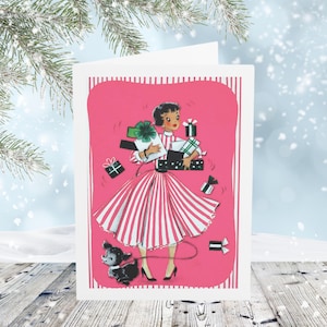Carini biglietti di Natale vintage con scritta "Housewife Pink", biglietti di auguri, biglietti di auguri, biglietti di auguri di Natale, nostalgici, retrò, set da 10+, 5 x 7