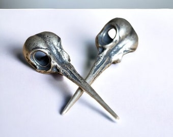 Bird Skull Earrings, Sterling Silver, Skull Stud Earrings, Handmade, Punk Earrings, Unique, Gothic Jewellery,skull earrings, Gifts For Women