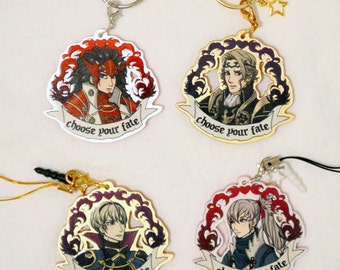 Fire Emblem Fates acrylic phone charms - Xander, Ryoma, Leon and Takumi