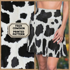 Faux Cow Print Skirt Etsy