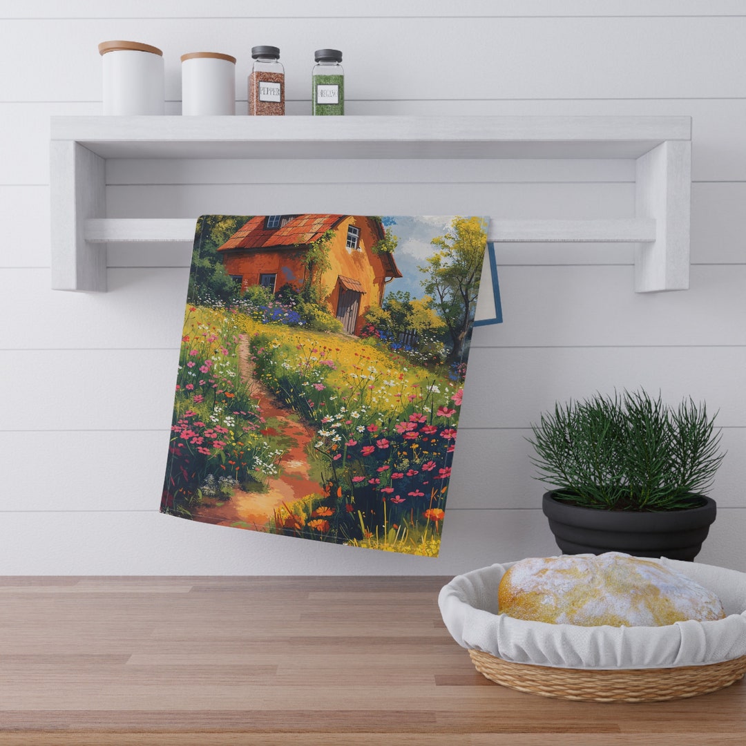 Landscape Kitchen Towels Cottagecore Decor Tea Towels Spring Design ...