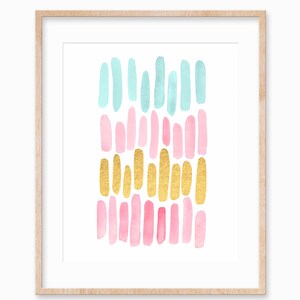 Watercolor Abstract Printable Nursery Room Art Print Kids Printable Childrens Download Art Pastel Gold Geometric Art Nursery Printable Girls