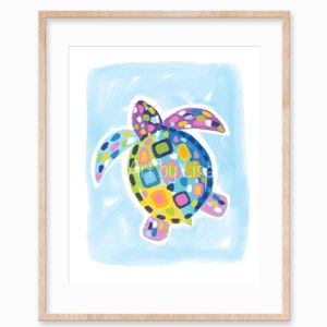 Printable Sea Turtle Art Digital Download Beach Art Nursery Printable Wall Art Animal Art Kids Art Coastal Beach House Art Gender Neutral