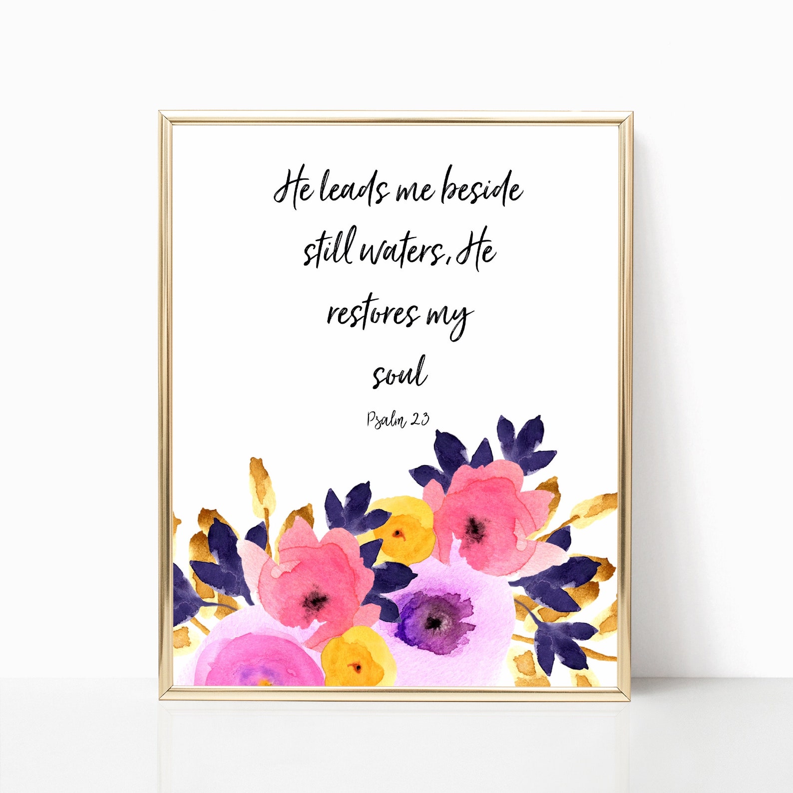 Watercolor Floral Printable Christian Bible Verse Art | Etsy