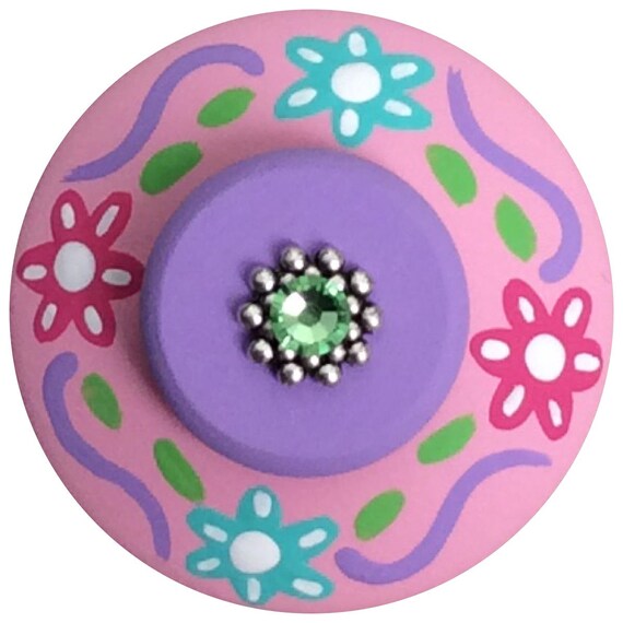 Colorful Flower Knobs Hand Painted Knobs Wood Drawer Knobs Etsy