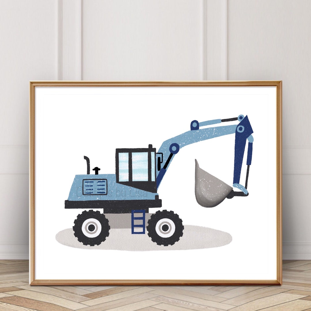 Blue Front Loader Truck Printable Art Nursery Print Boys Truck Wall Art ...
