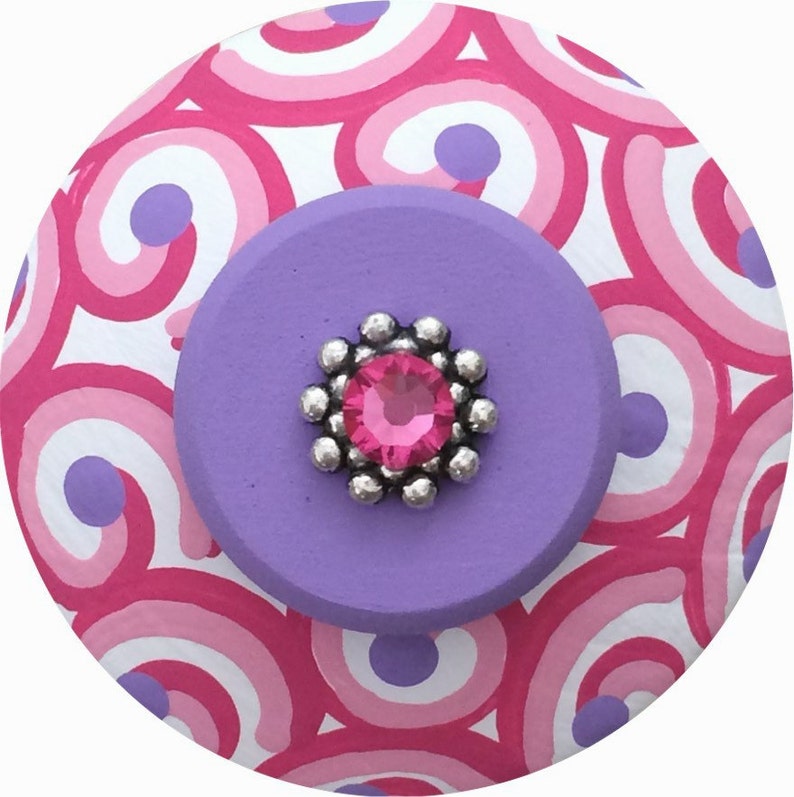Hot Pink Purple Swirls Swarovski Crystal Jeweled Hand Painted Etsy