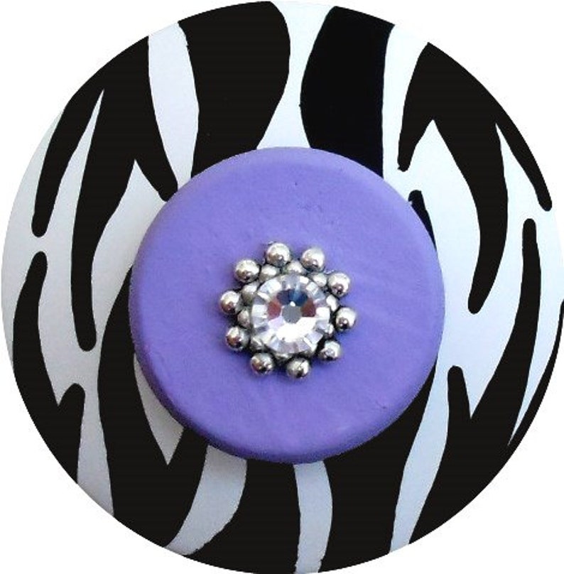 Black White Purple Zebra Animal Print Jeweled Hand Painted Etsy