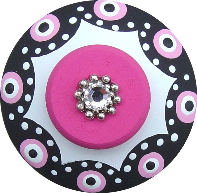Black White Knobs Hot Pink Knobs Polka Dot Knobs Hand Painted Etsy