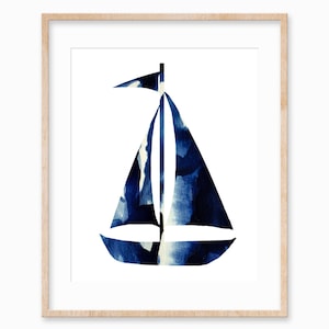 Watercolor Sailboat Art Print Printable Nautical Nursery Art Navy Art Kids Room Art Beach Decor Coastal Art Boat Printable Beach House Art