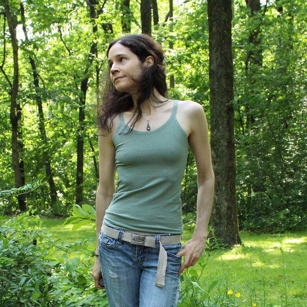 hemp clothing for women - stretch camisole / singlet / strap shirt - hemp and organic cotton - custom made to order - hand dyed