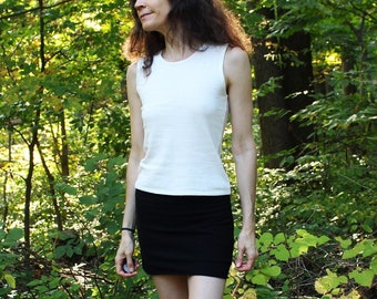 black hemp stretch mini skirt or mini skort - hemp and organic cotton - custom made to measure - organic vegan clothing for women