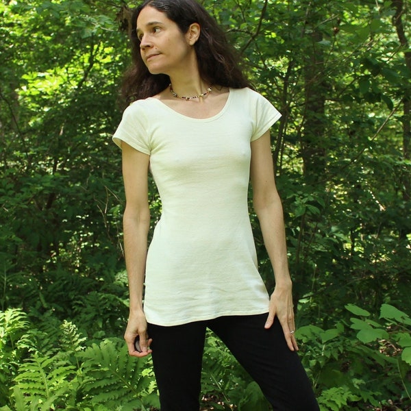 serket tunic - wide scoop neck short cap sleeve t-shirt dress top - 100% hemp and organic cotton - custom made to measure hand dyed - vegan