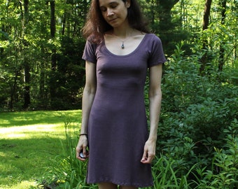 hemp summer dress / short sleeve scoop neck hemp dress - 100% hemp and organic cotton - custom made order and hand dyed