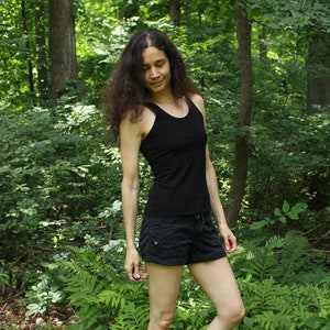black tank top - perfect slim fit singlet vest - 100% hemp and organic cotton - custom made to measure - womens hemp clothing layering tank
