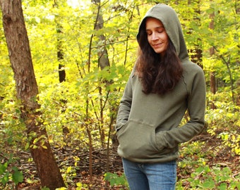 raglan sleeve hoody with drawstring hem - womens mens pullover hoodie - 100% hemp and organic cotton - custom made hand dyed sizes xxs to xl