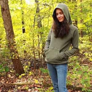 raglan sleeve hoody with drawstring hem - womens mens pullover hoodie - 100% hemp and organic cotton - custom made hand dyed sizes xxs to xl