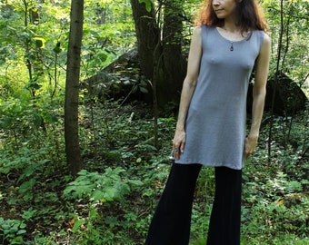 organic hemp clothing - simple sleeveless tunic with side slits - 100% natural hemp and organic cotton - custom made to order - hand dyed