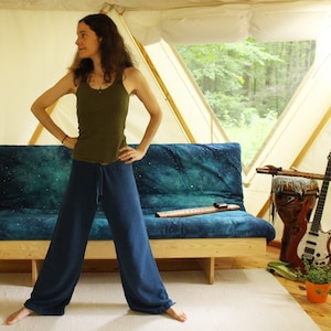 drawstring hemp sweatpants lounge pants  - 100% hemp and organic cotton - custom made hand dyed - optional drawstring cuff - sizes xxs to xl