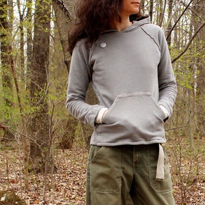 raglan sleeve pullover hoody / sweatshirt with front pocket - 100% hemp and organic cotton clothing - custom made hand dyed sizes xxs to xl